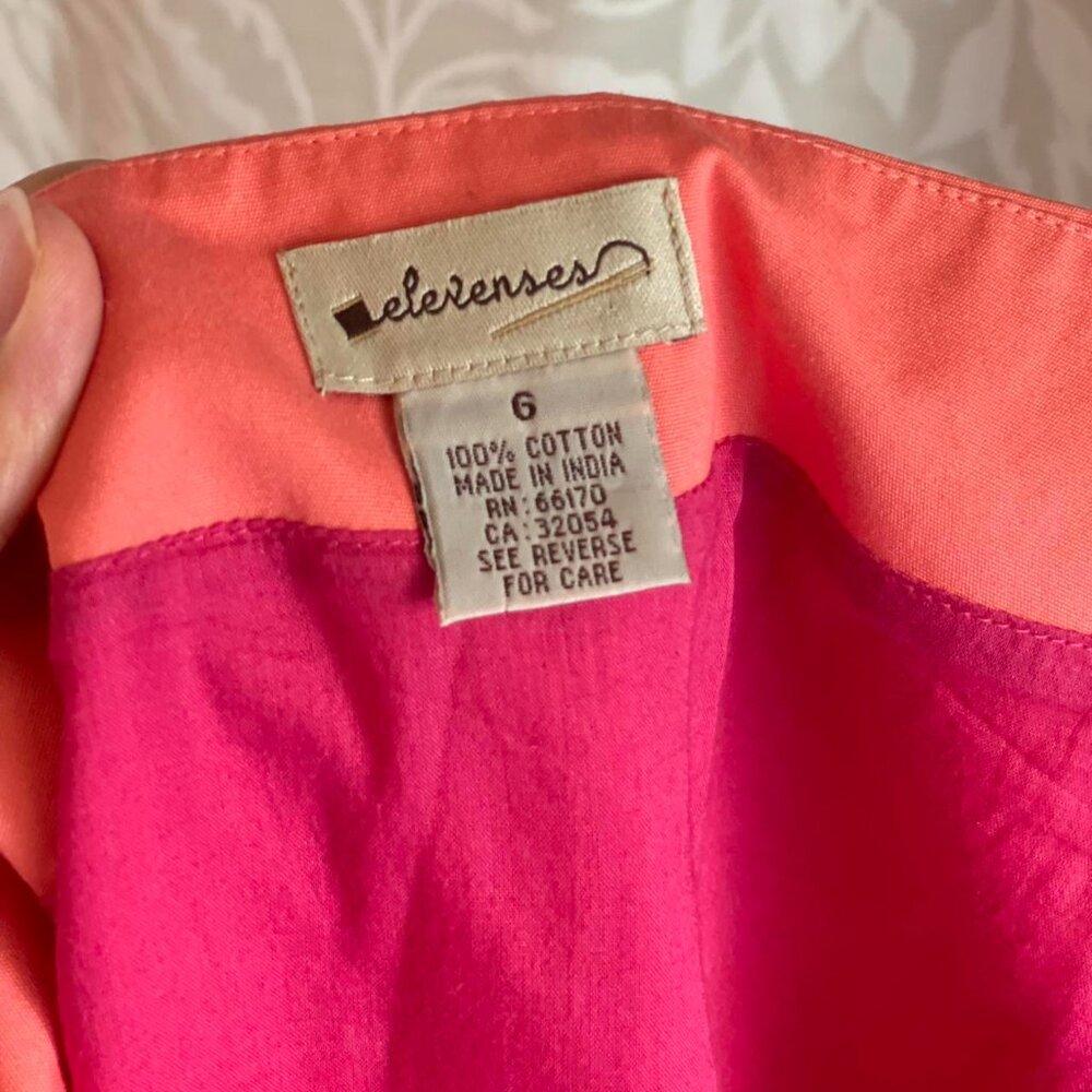 Vintage Y2K Anthropologie Elevenses Embroidered Cotton Skirt Coral A-Line Size 6 - Picture 6 of 8